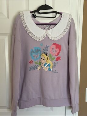 Disney Lilac Alice Graphic Sweater with White Lace Collar